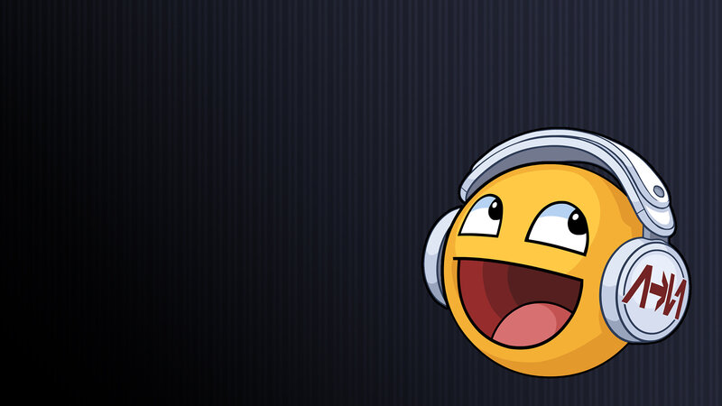 Smiling Emoji with Headphones — Yellow