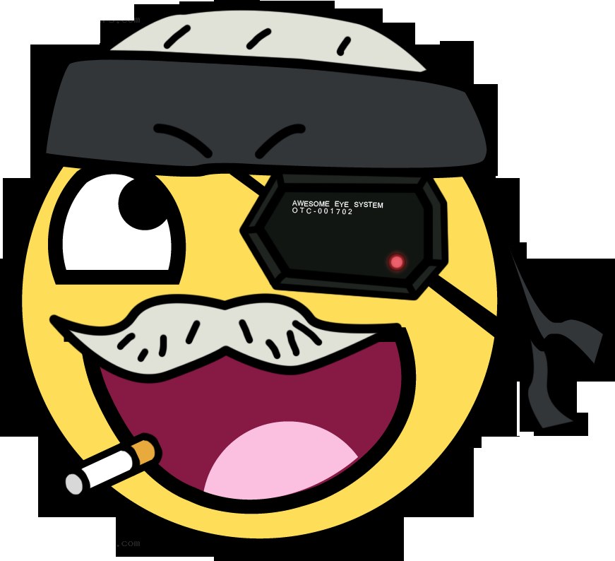 smiling emoji with mustache and eye device