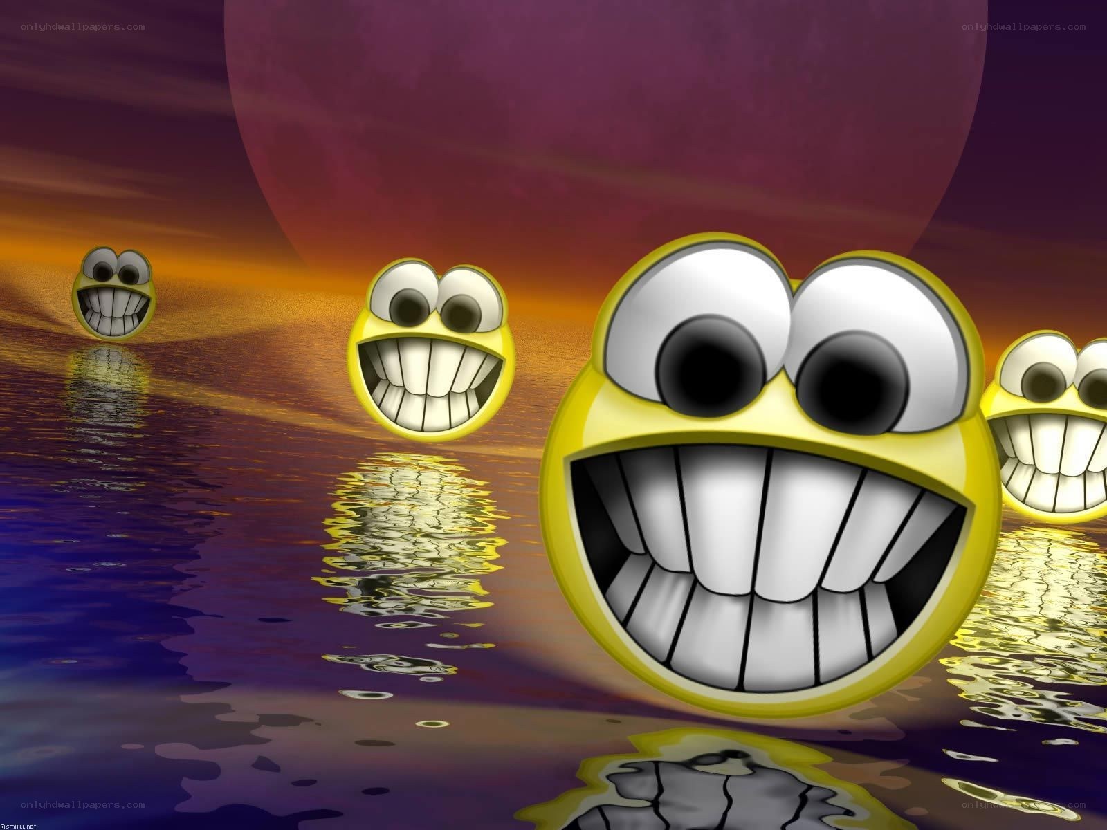 Smiling emojis on water