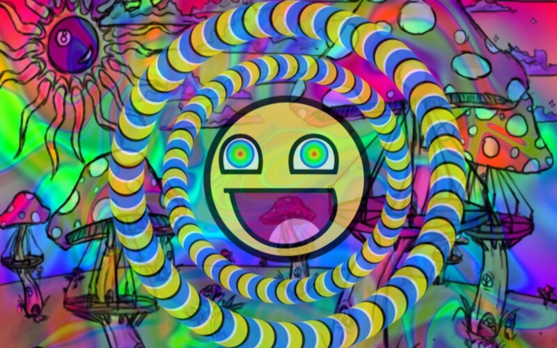 Smiling Face Emoji — Yellow, Psychedelic