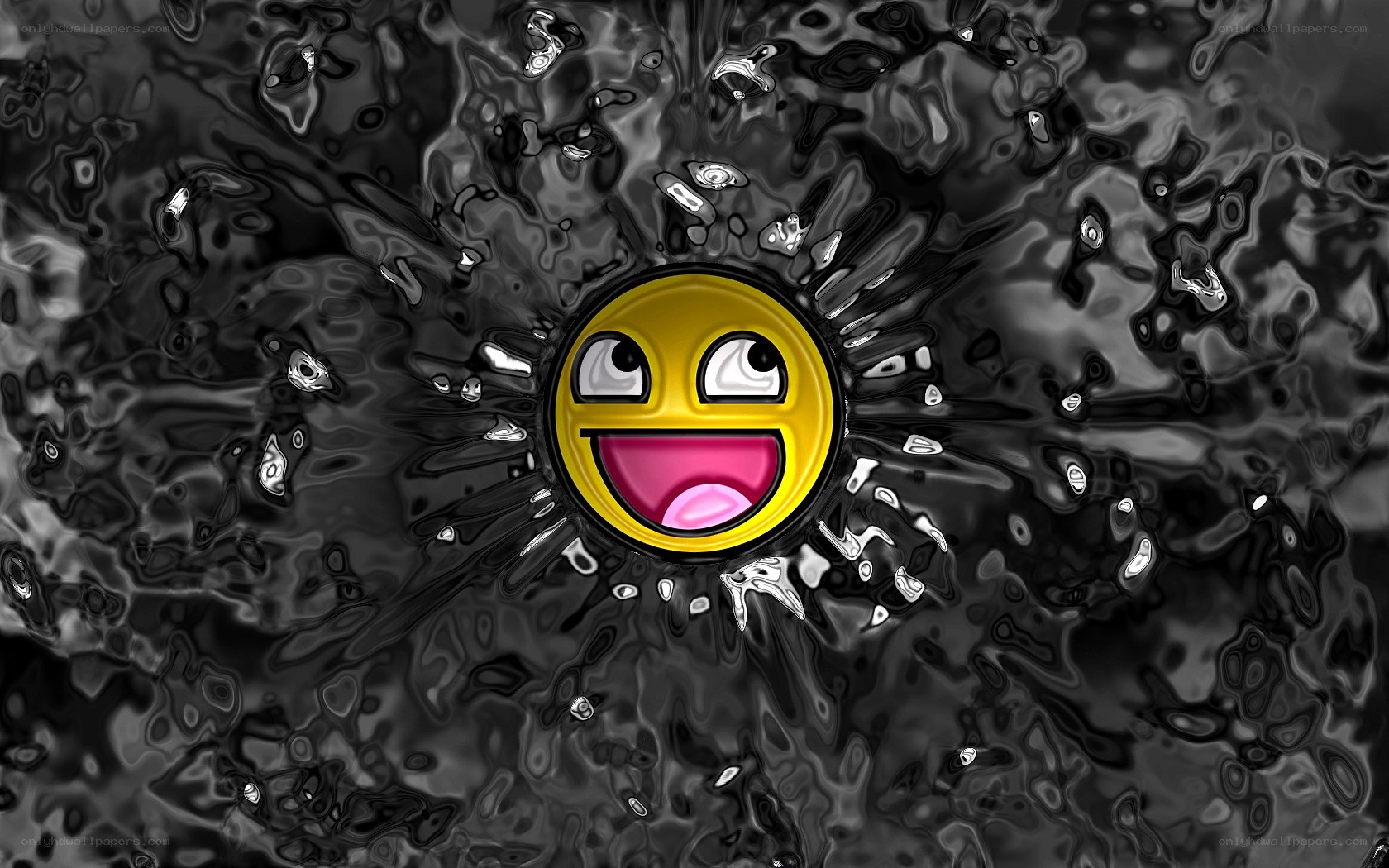 smiling face in liquid