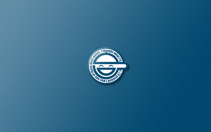 Smiling face logo on blue