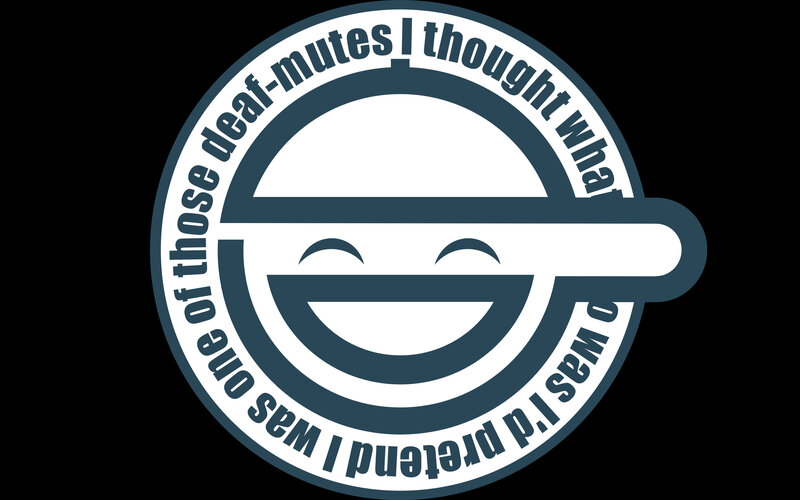 smiling face logo with text