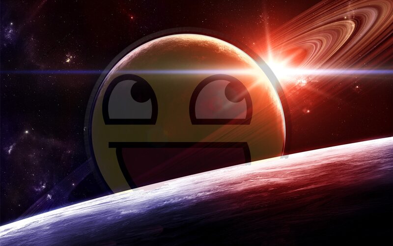 Smiling Face on Planet — Red