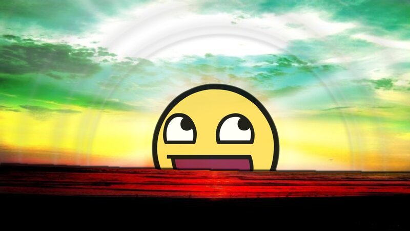 smiling face over sunset