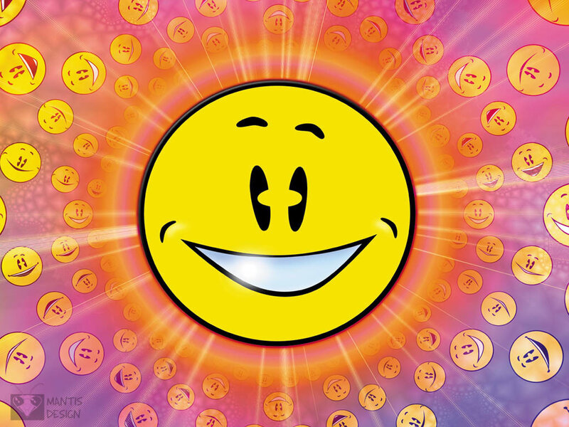 Smiling face sunburst