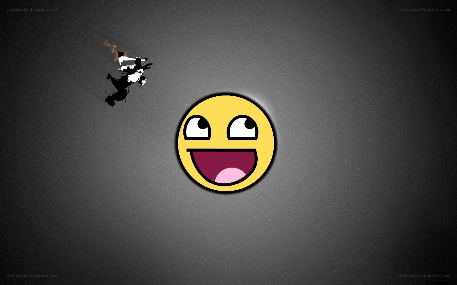 Smiling face with flying figure