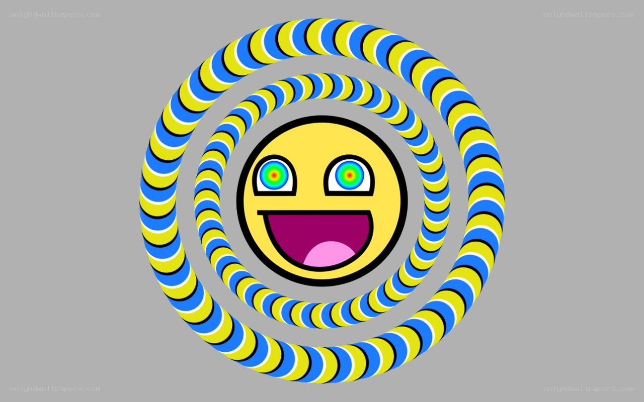 smiling face with hypnotic rings