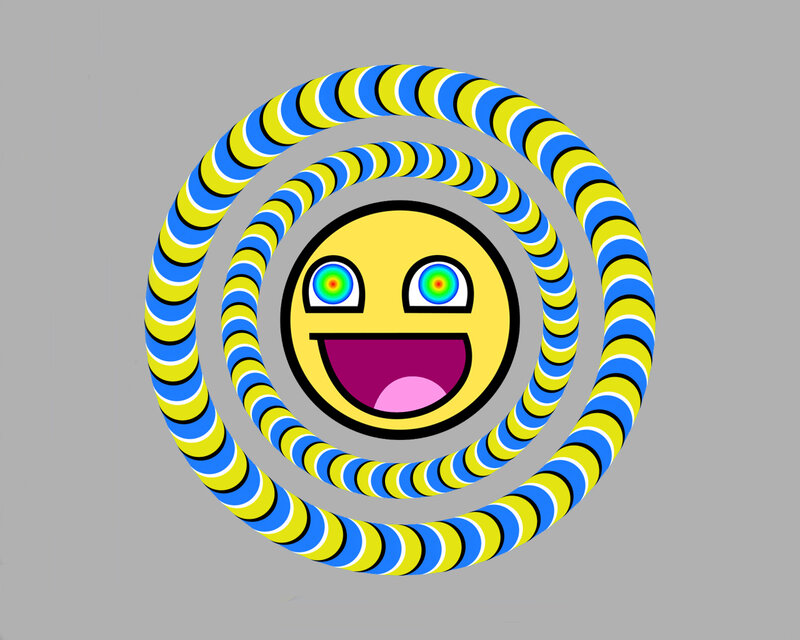 smiling face with hypnotic rings