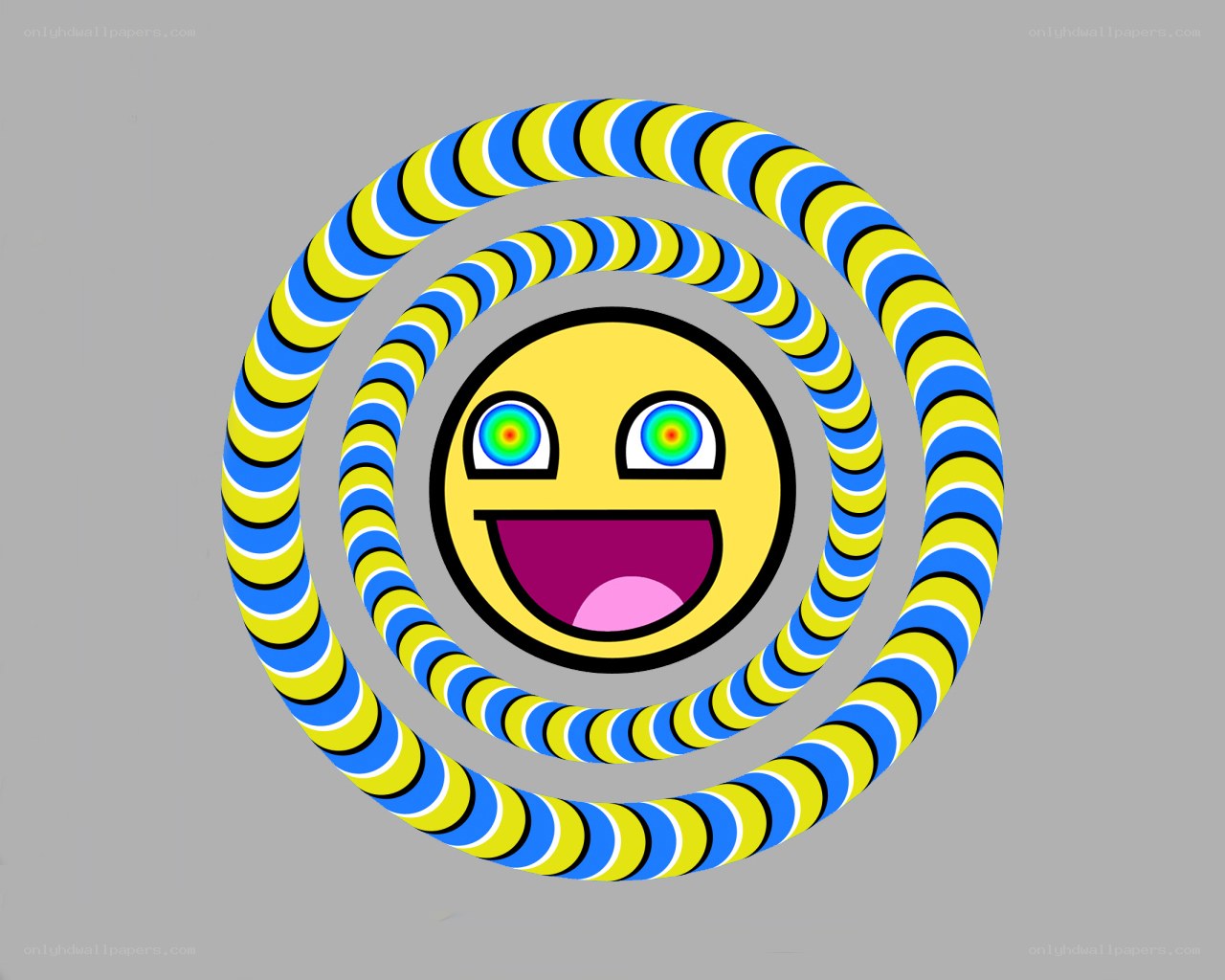 smiling face with hypnotic rings
