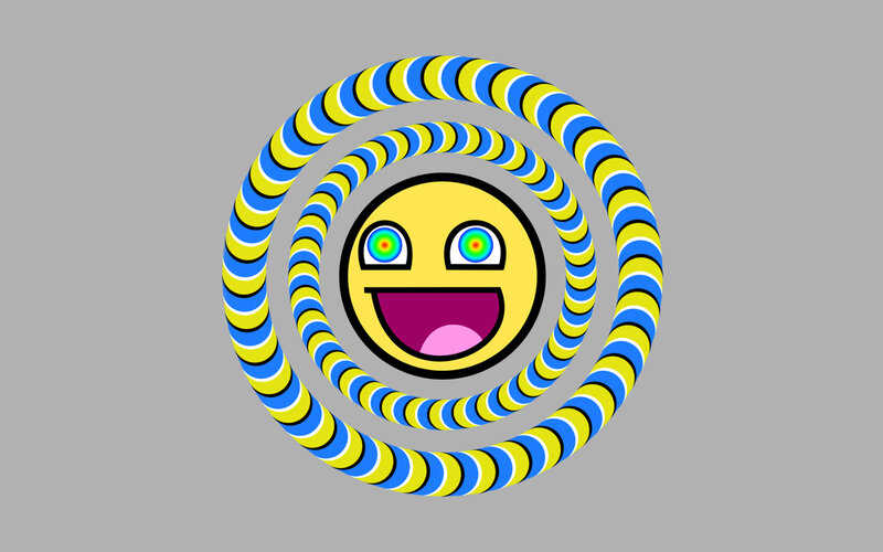 smiling face with optical illusion