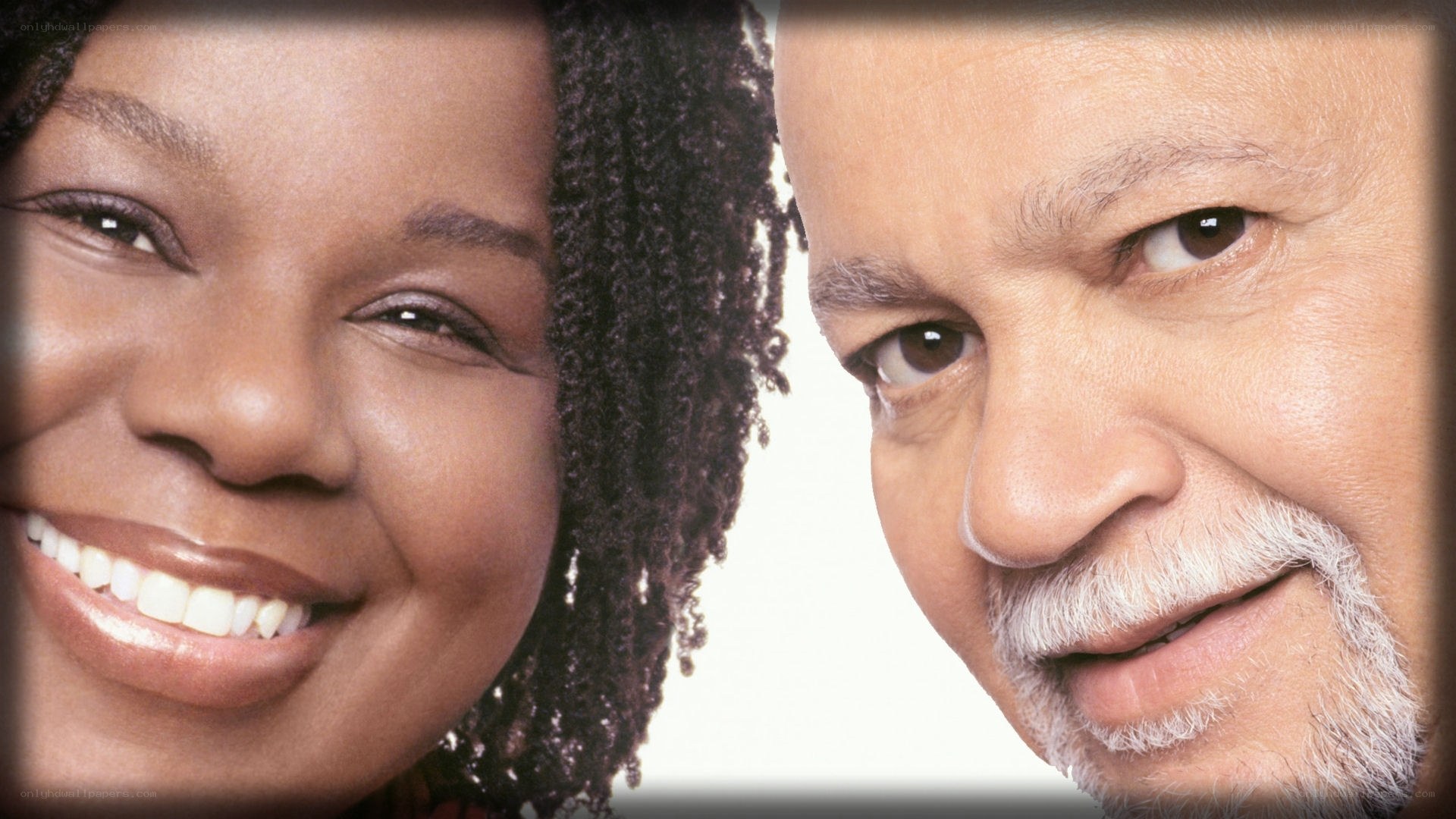 smiling faces of two people