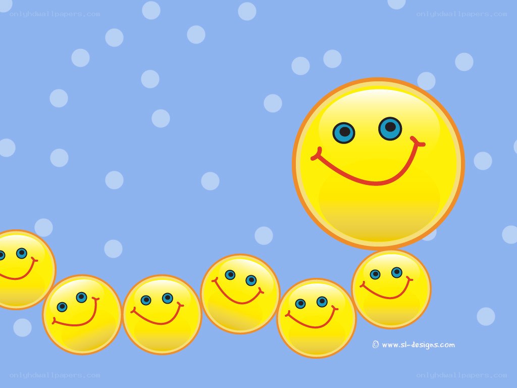 smiling faces on blue background