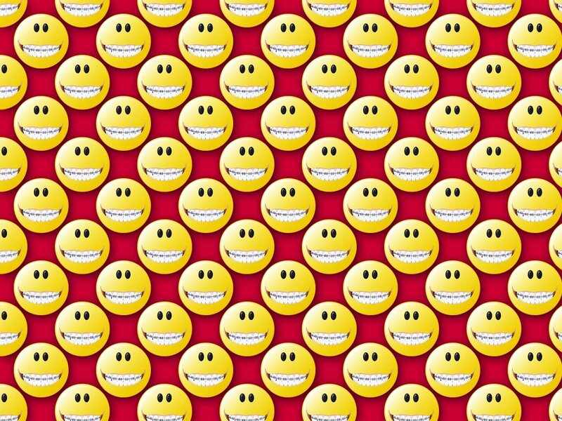 smiling faces with braces pattern