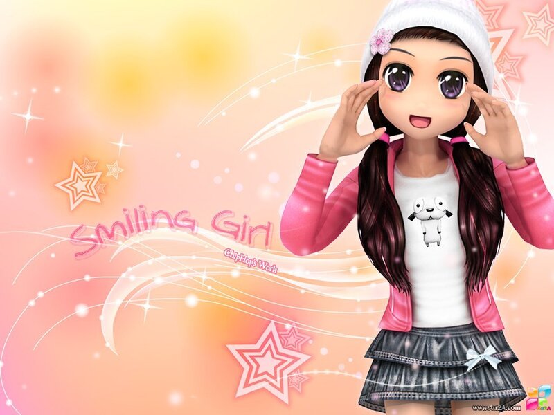 Smiling girl character art