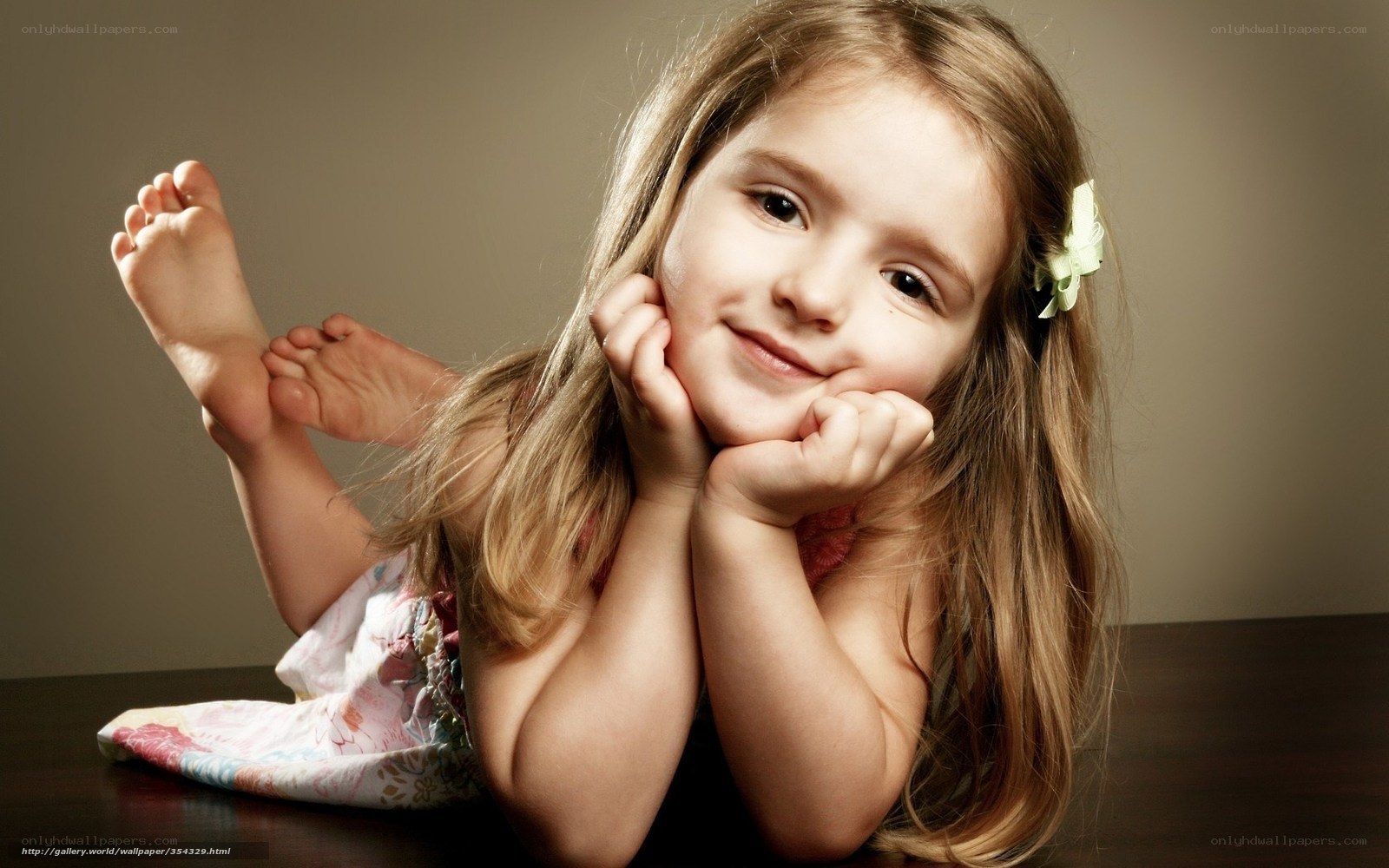 smiling girl with feet up