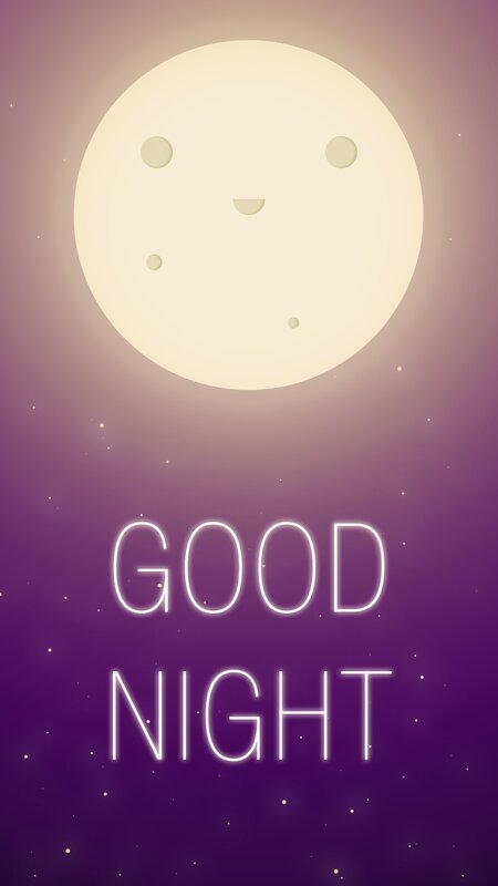 Smiling Moon in Night Sky — Purple