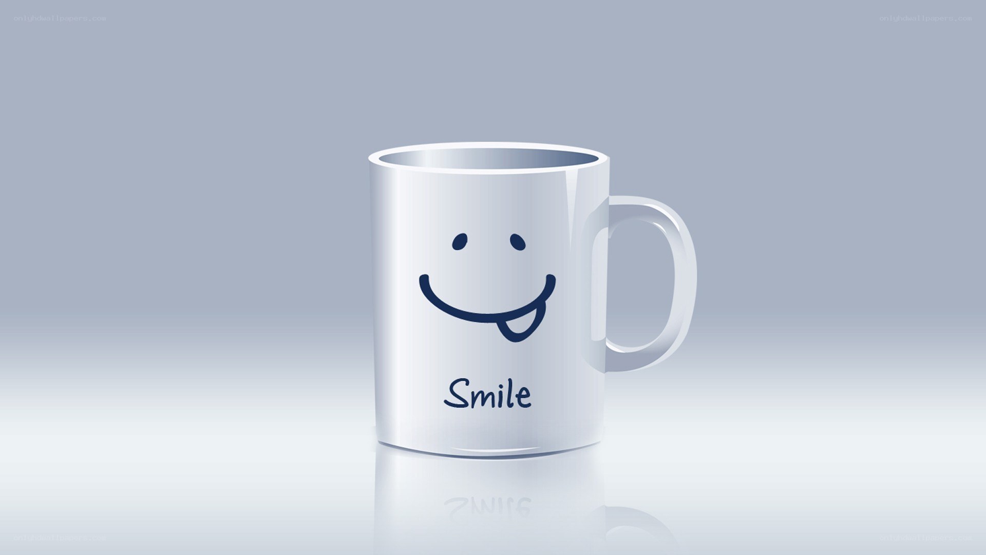Smiling mug with text