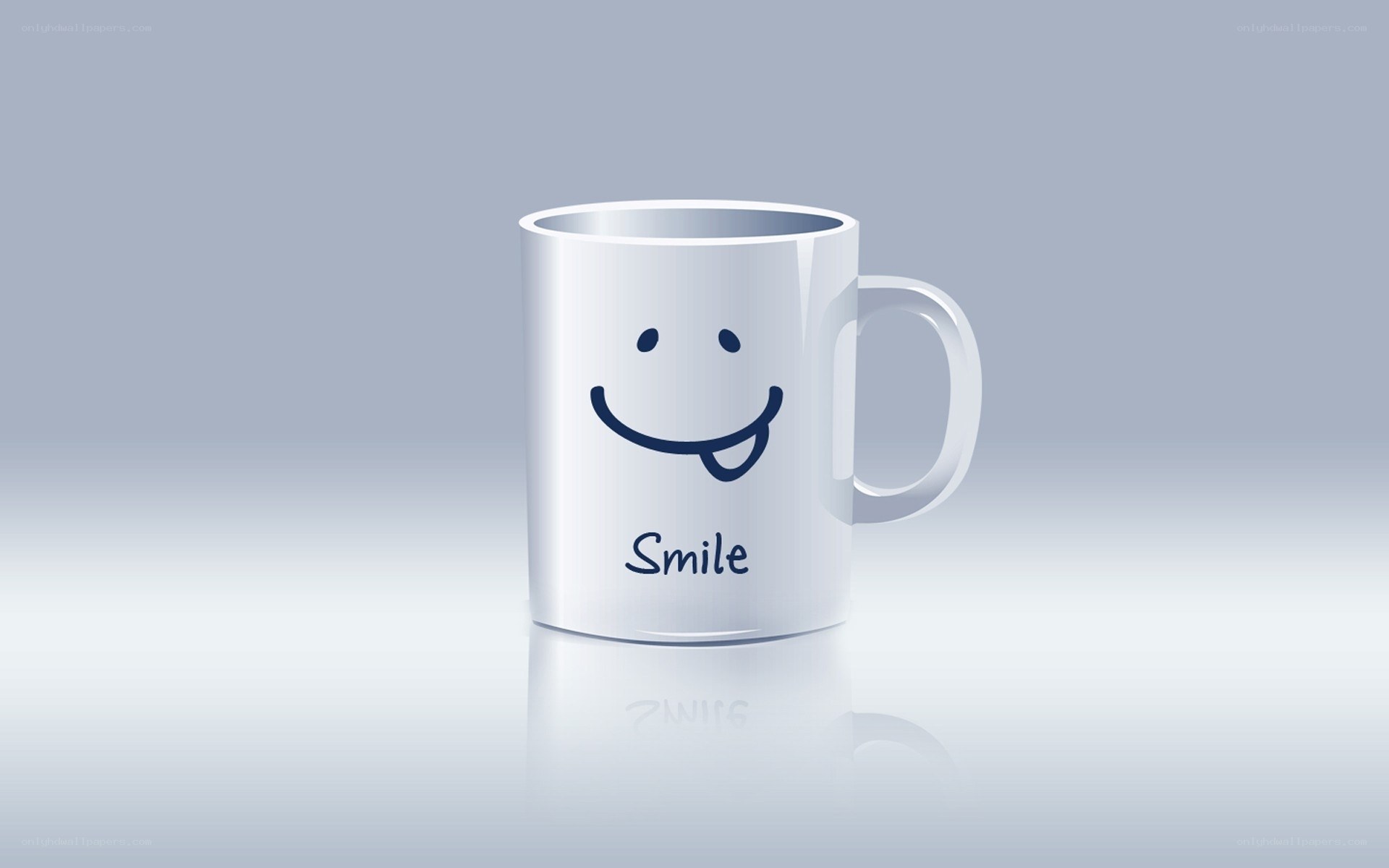 Smiling mug with text