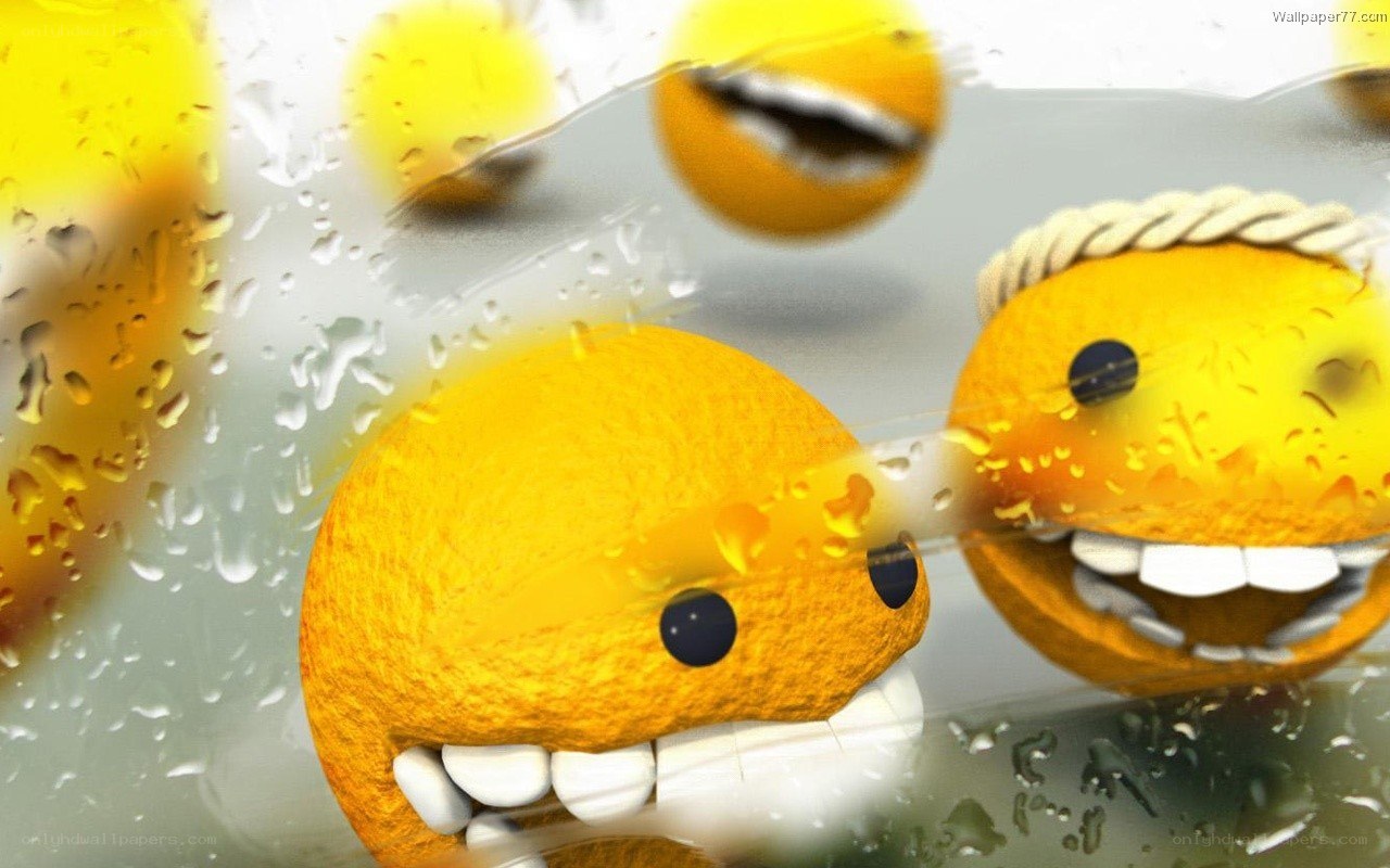 smiling orange characters in water
