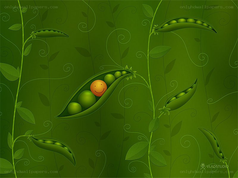 Smiling pea in a pod