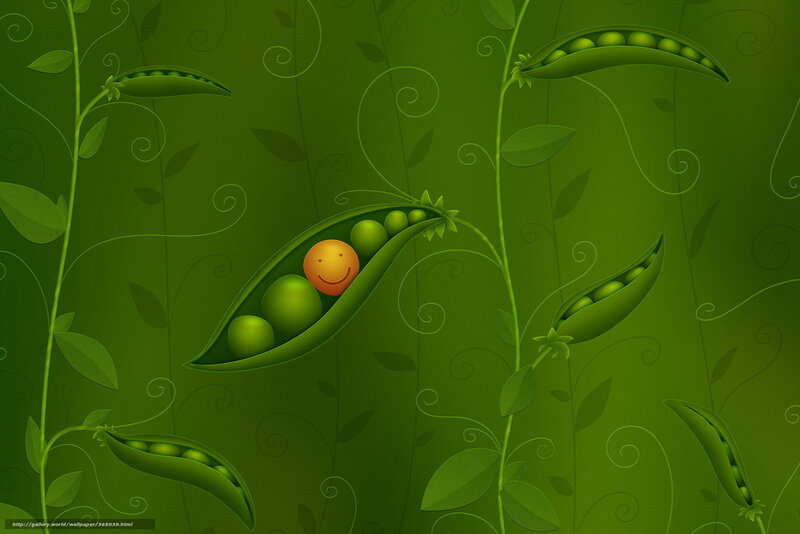 Smiling pea in a pod