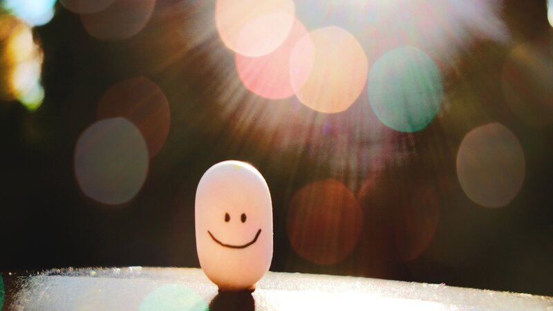 Smiling pill in sunlight