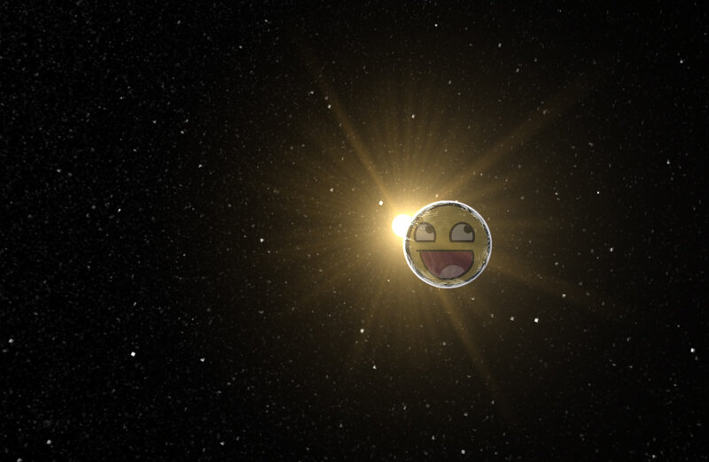 Smiling planet in space