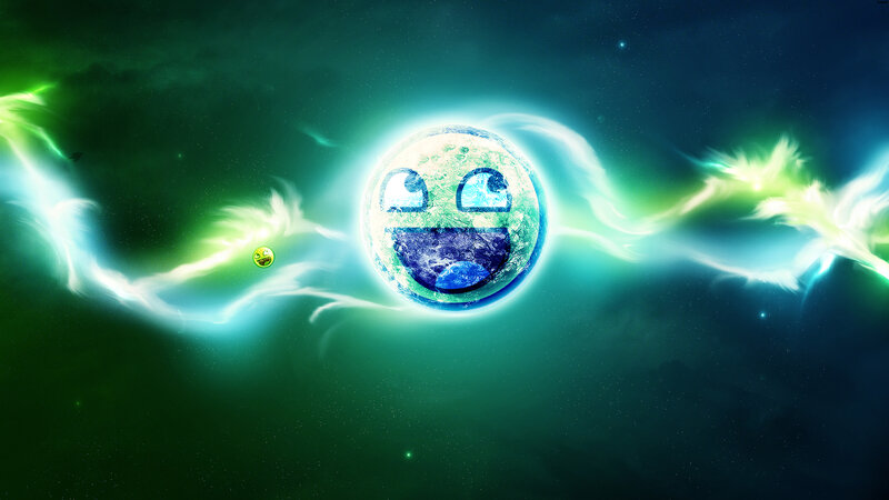 Smiling planet in space