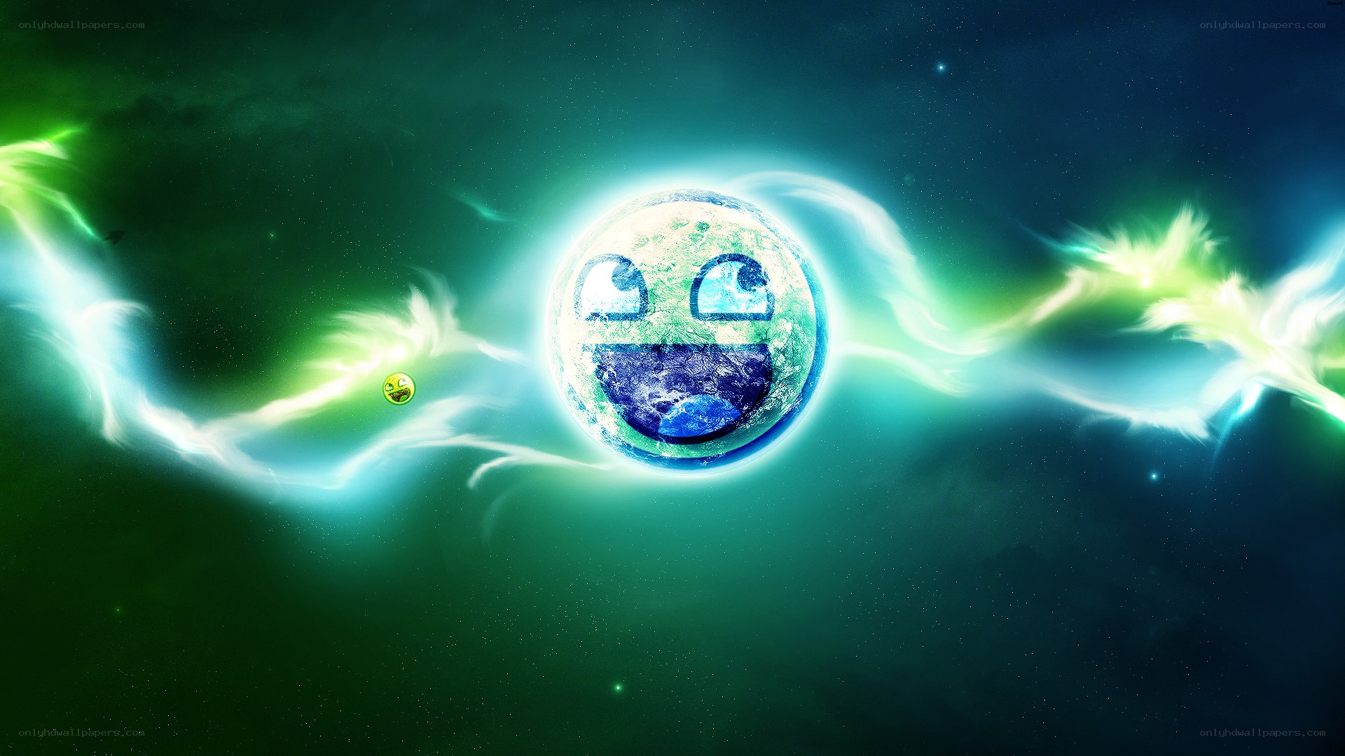 Smiling planet in space