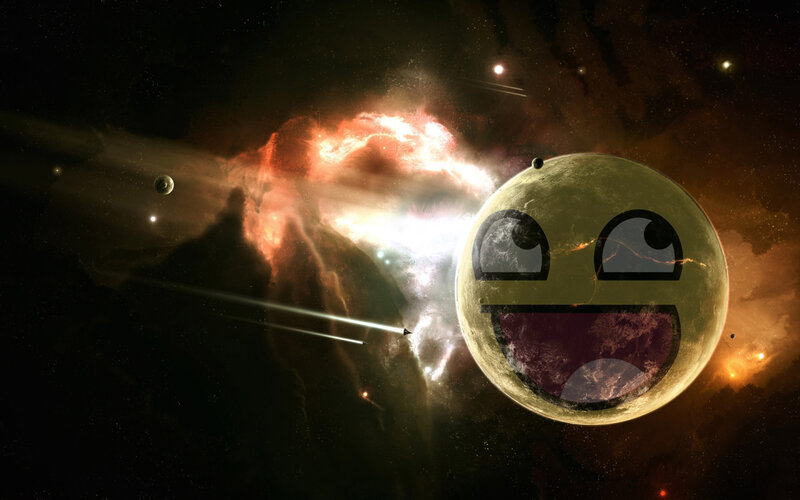 Smiling Planet in Space — Black, Dramatic