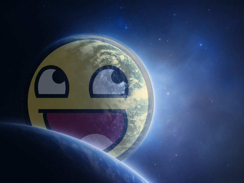 Smiling planet in space