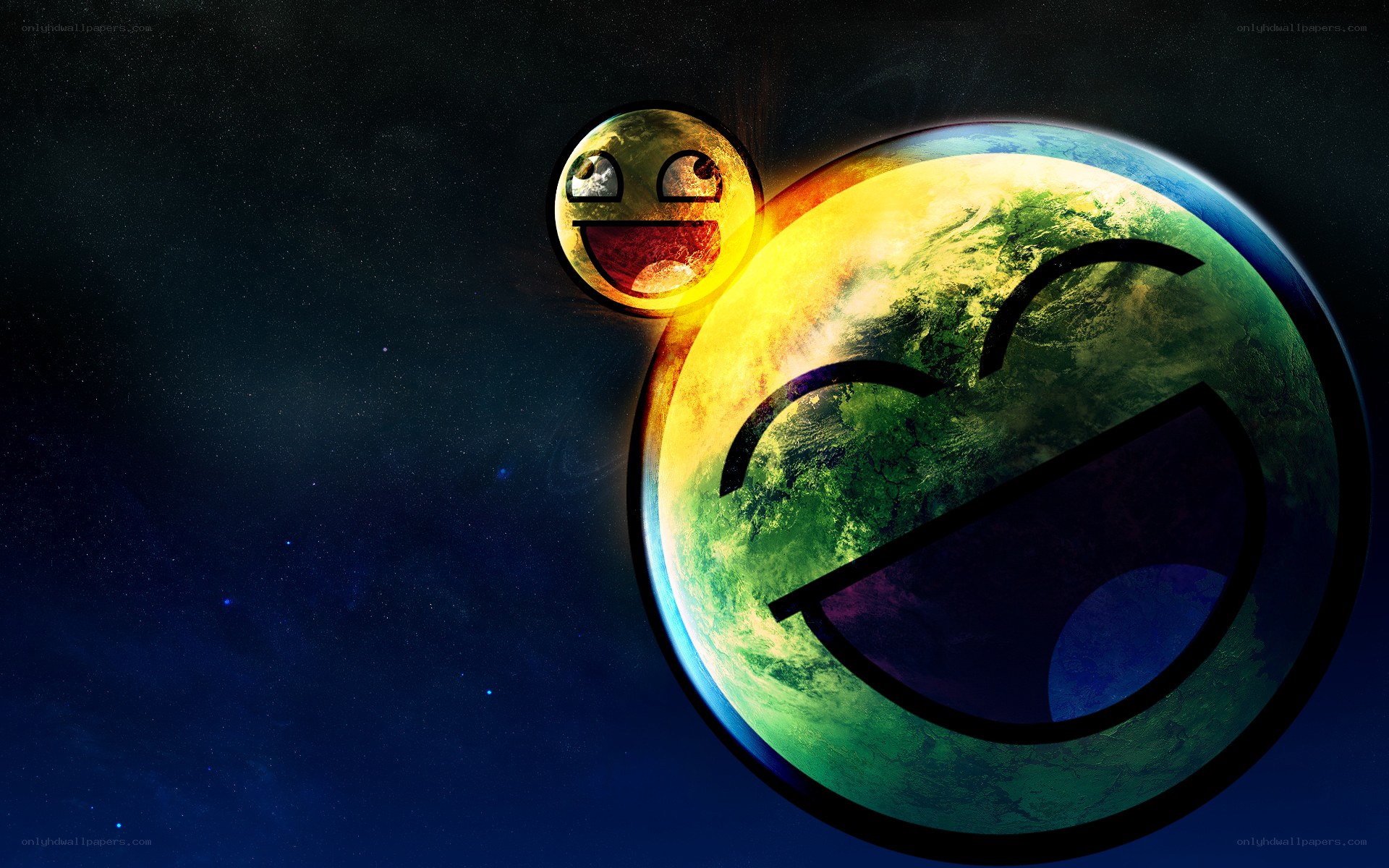 Smiling planets in space