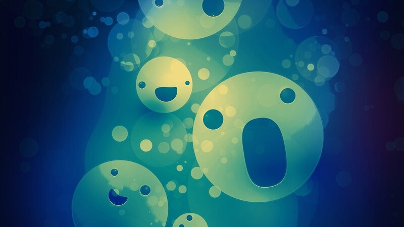 Smiling Round Creatures — Blue, Playful