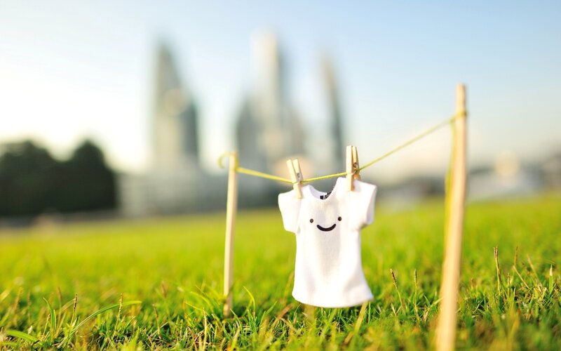 Smiling shirt on clothesline