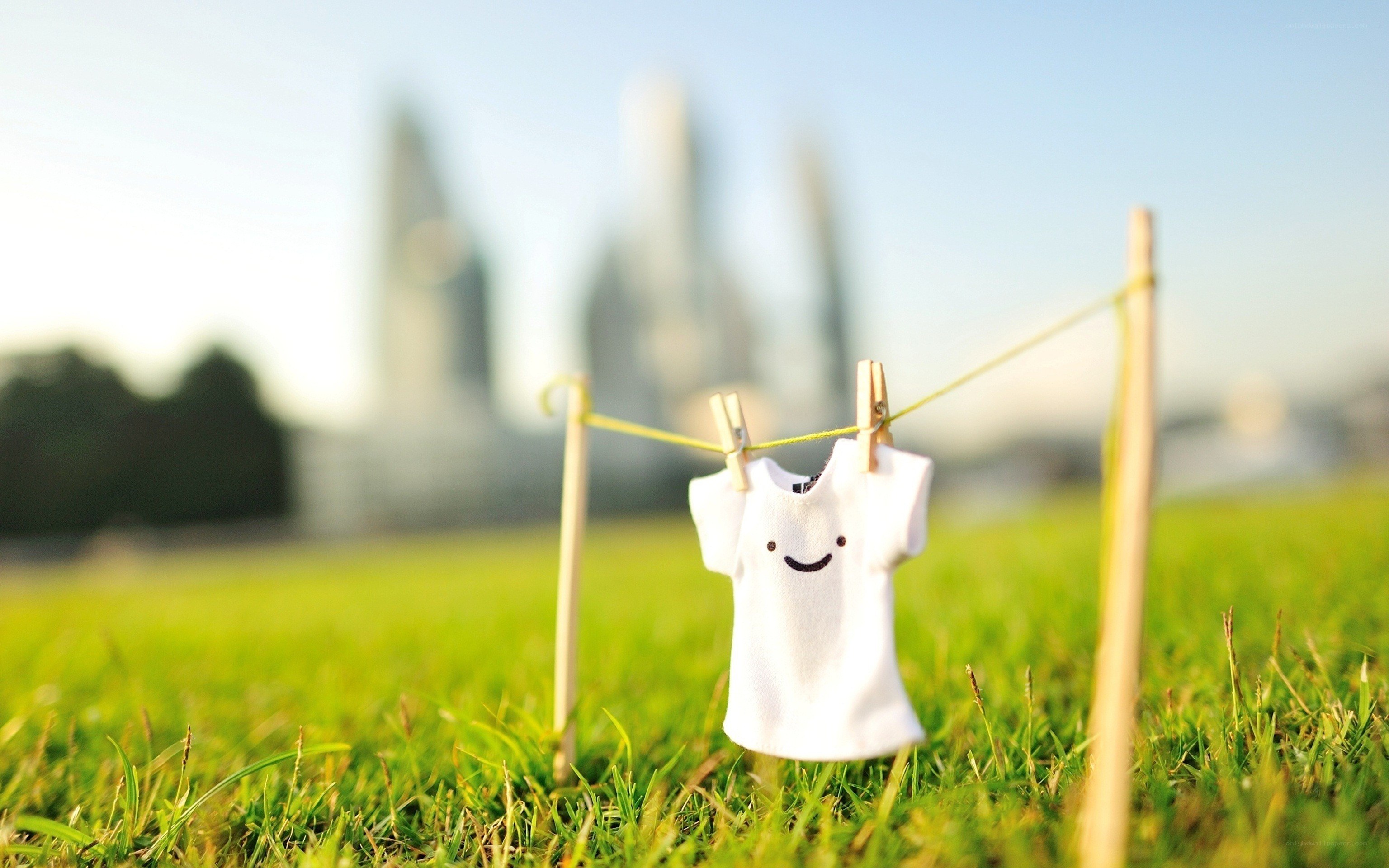 Smiling shirt on clothesline