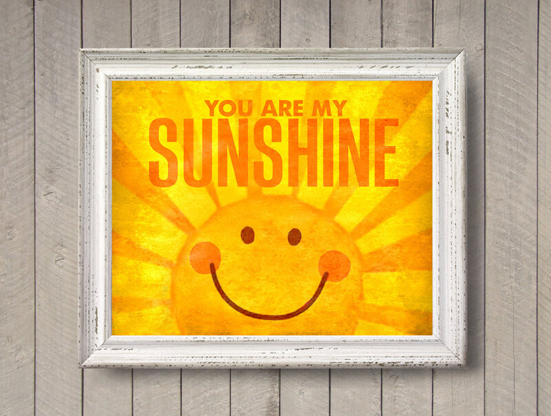 Smiling Sun Illustration — Yellow, Happy