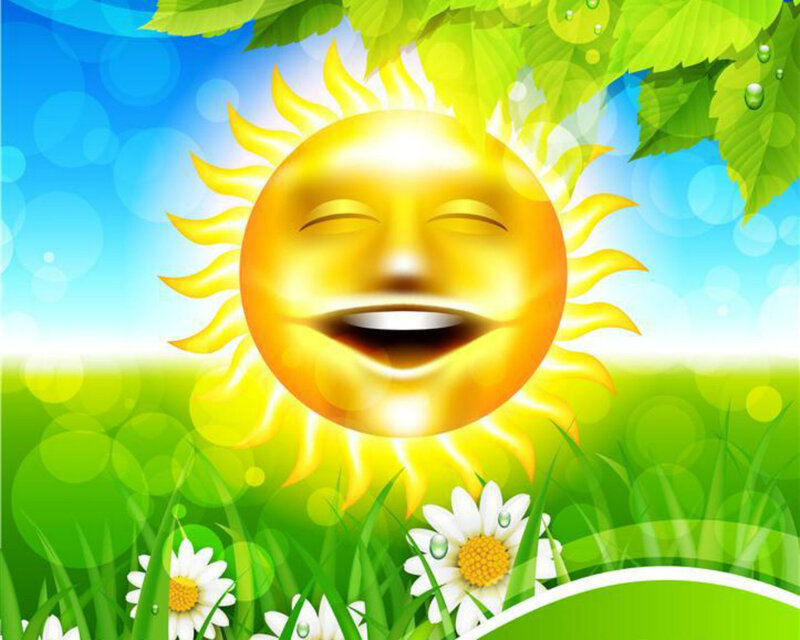 Smiling Sun in Field — Green