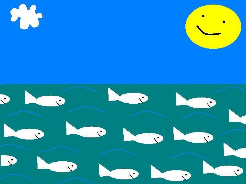 Smiling sun over fish