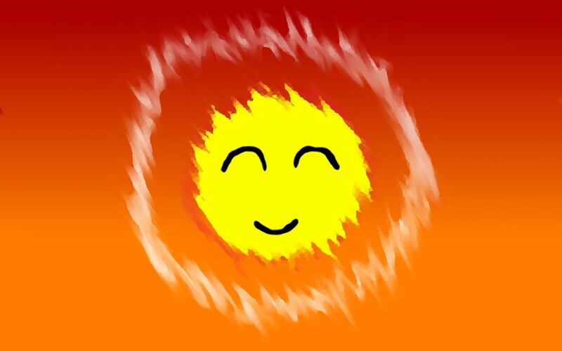 Smiling Sun with Flames