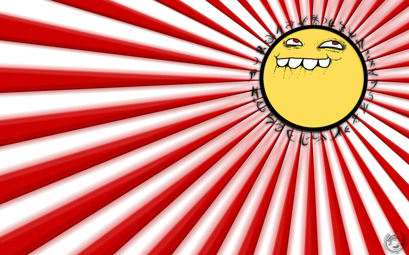 Smiling sun with red and white rays