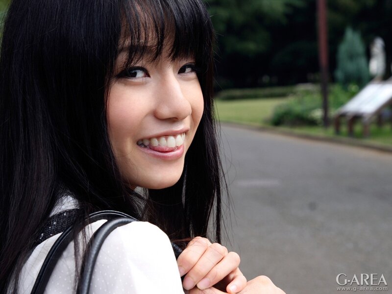 smiling woman in park