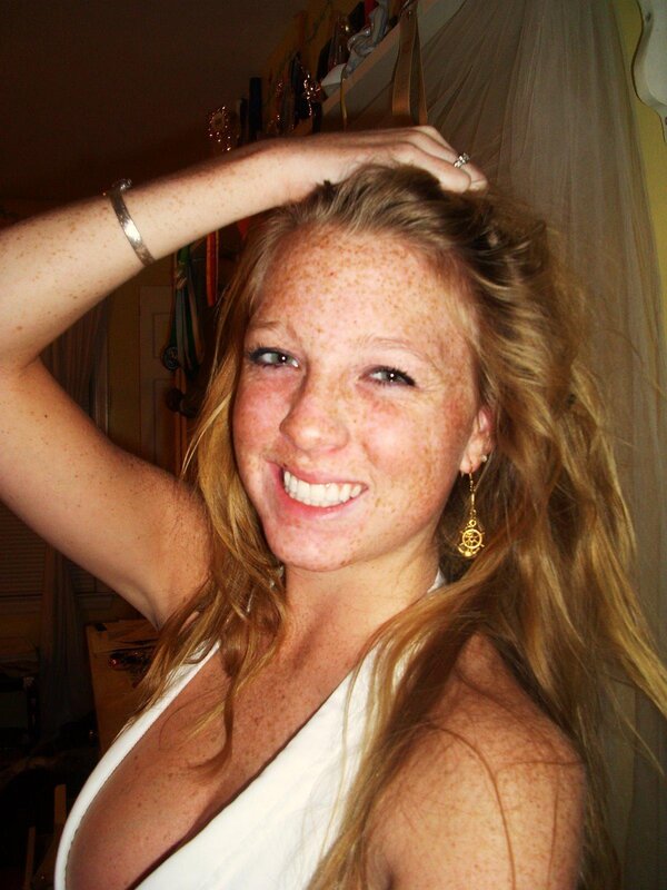 Smiling woman with freckles