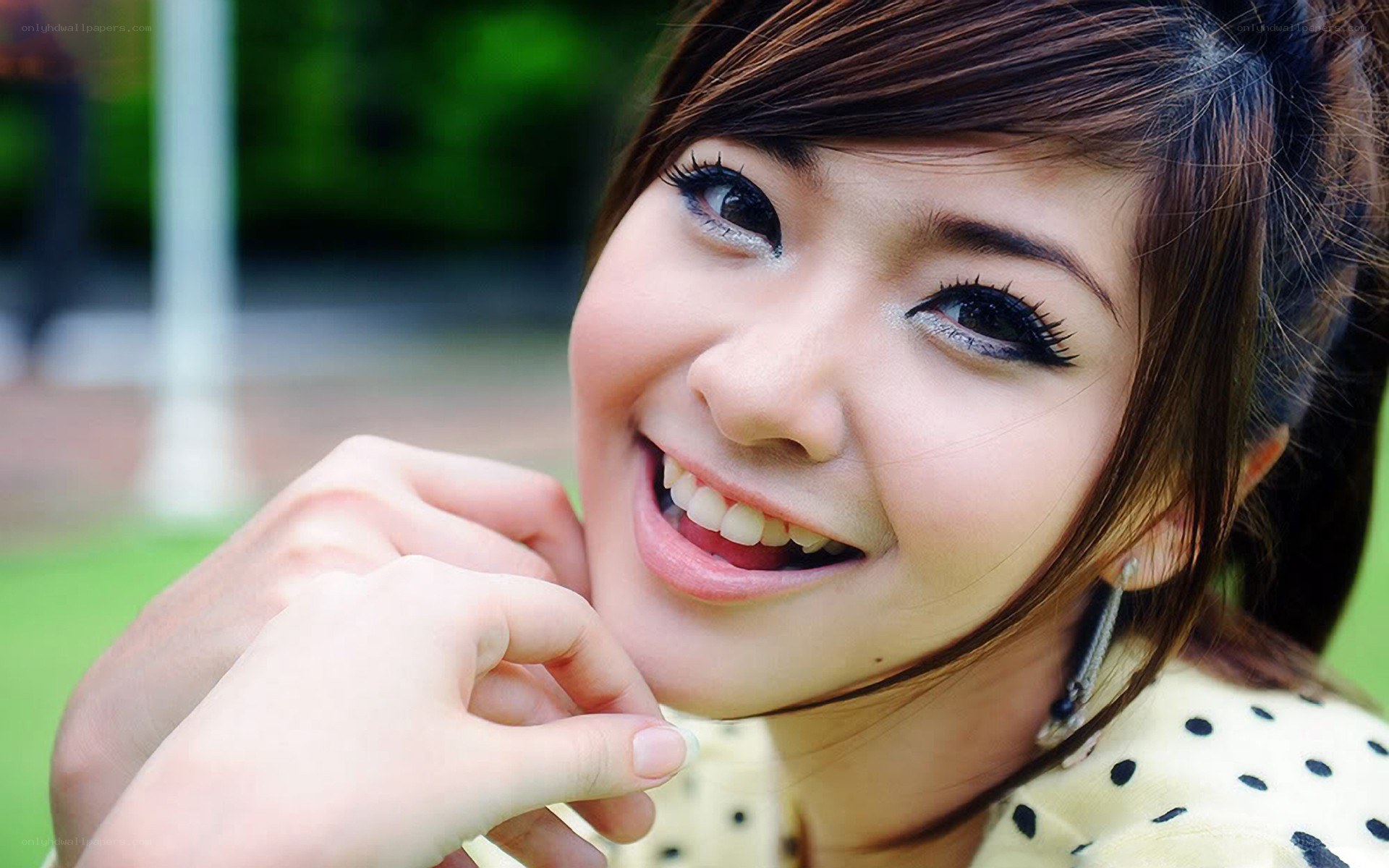 smiling woman with makeup