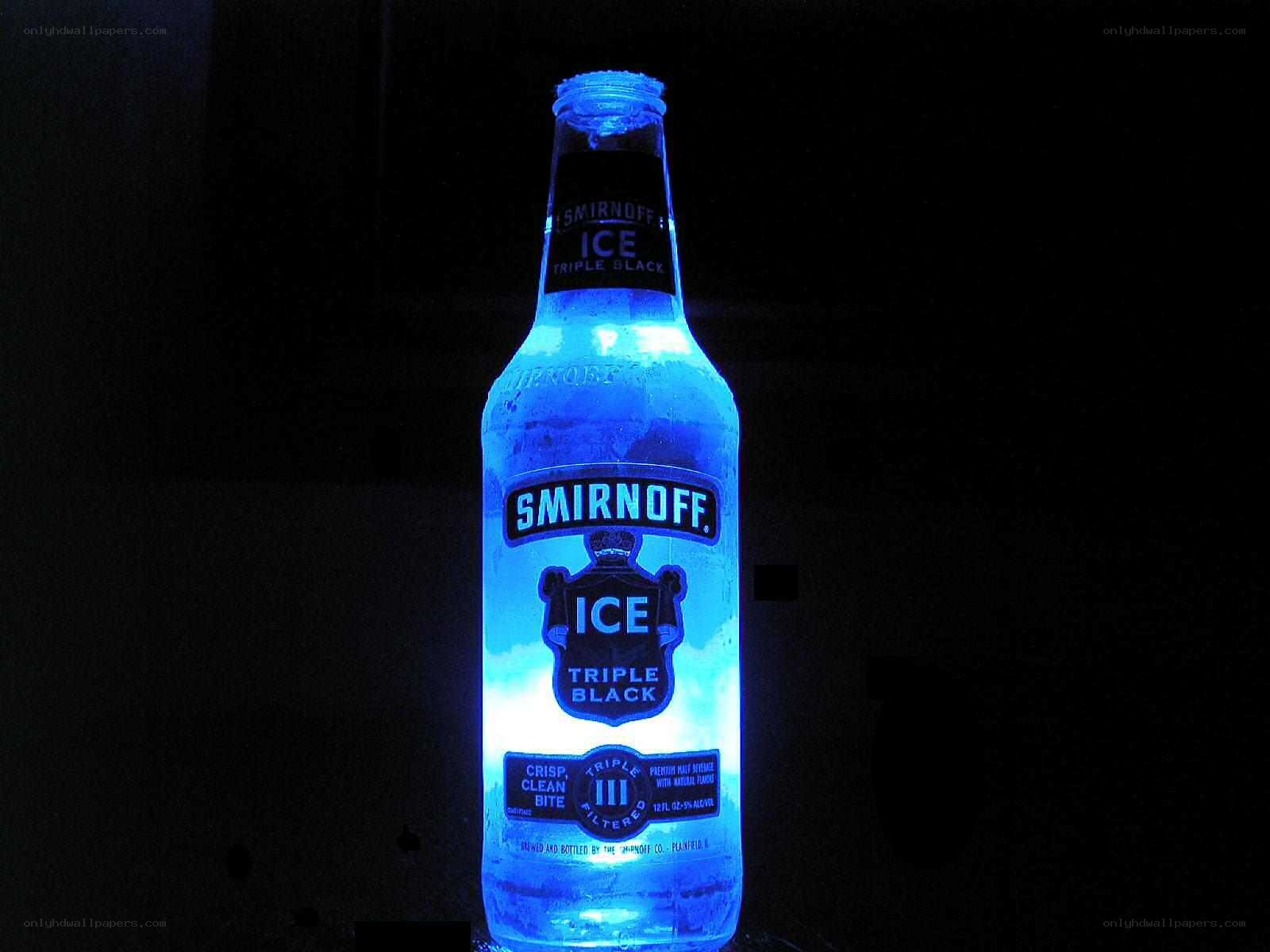 Smirnoff Ice bottle with blue light