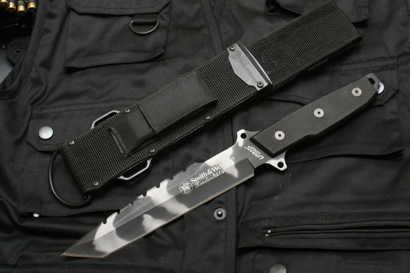 Smith & Wesson knife on tactical vest