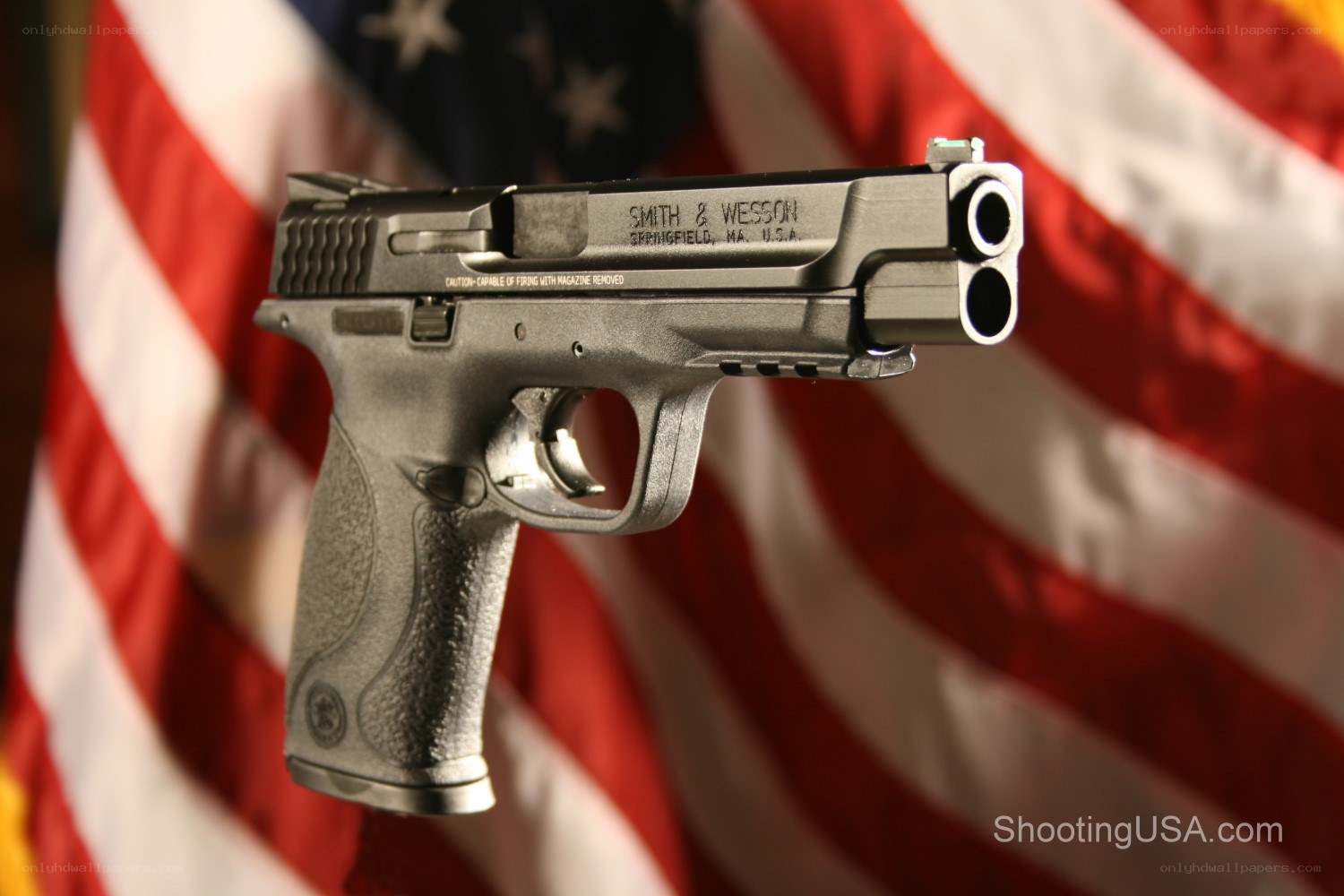 Smith & Wesson pistol with American flag