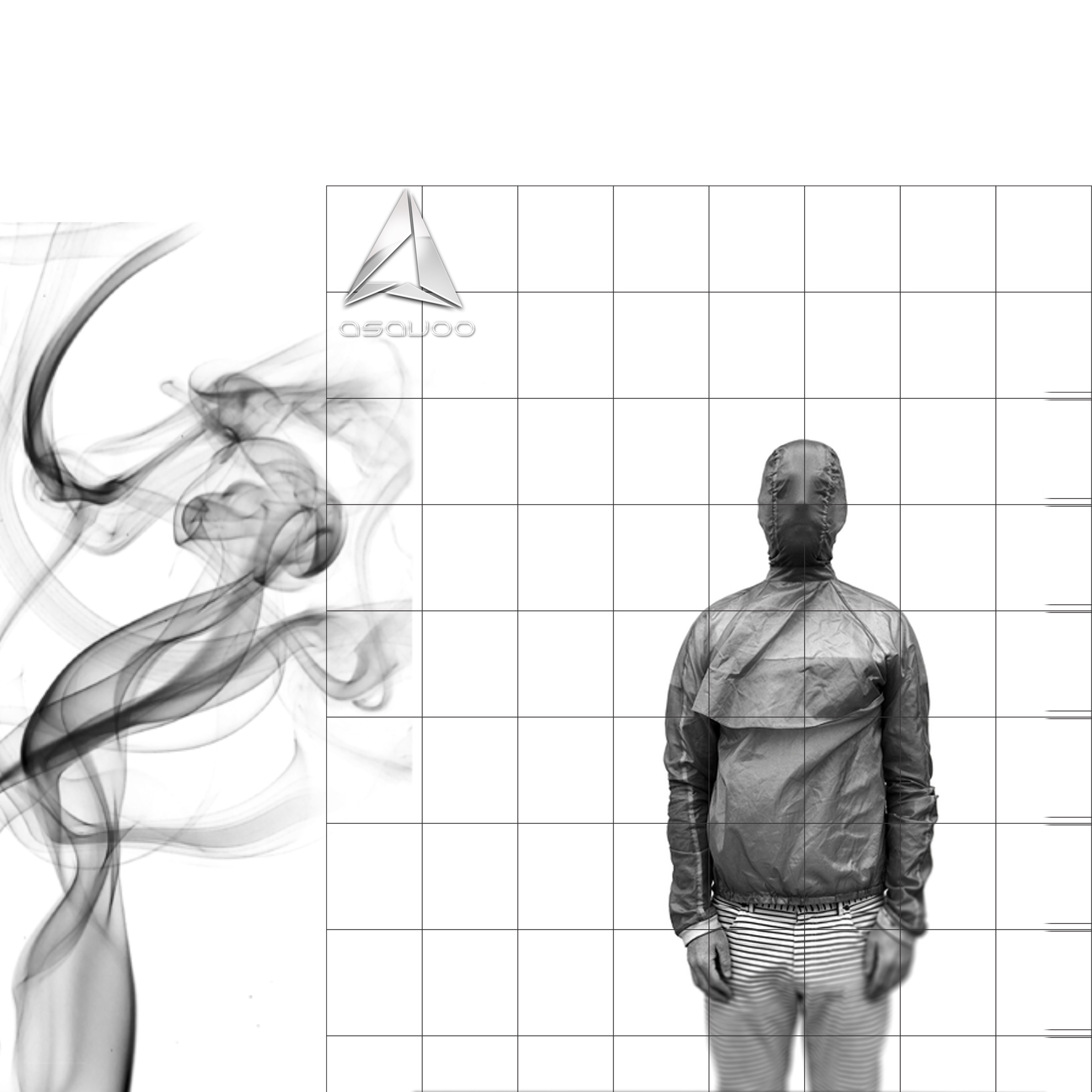 smoke and figure in grid
