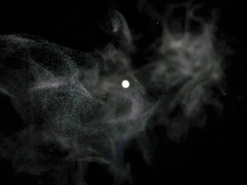 smoke and light particles