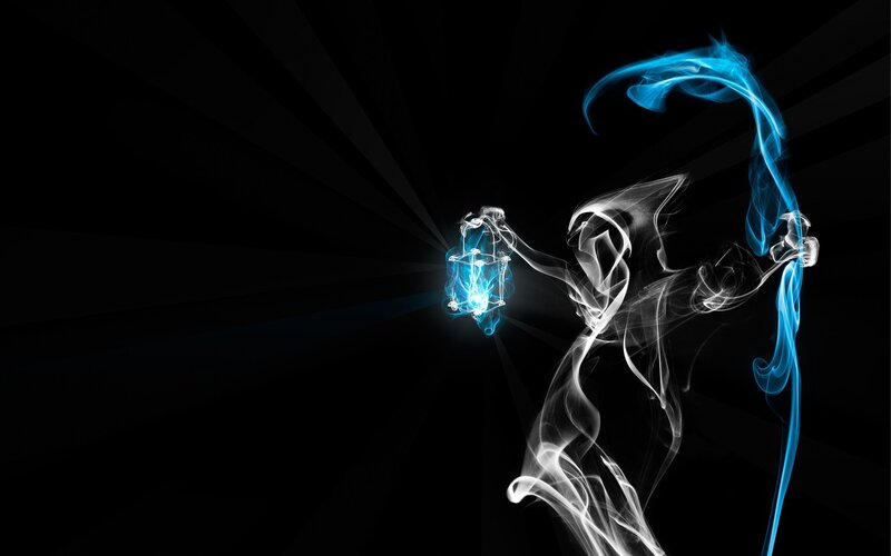 Smoke Figure Holding Lantern — Black, Dramatic, Night, Digital Art